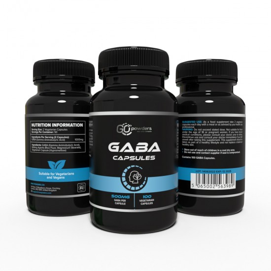 Go Powders Gaba Calming Effect 500 mg. 100 Capsules