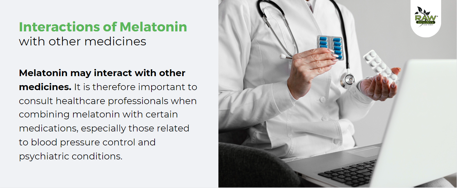 Interactions of Melatonin with other medicines: Melatonin may interact with other medicines.